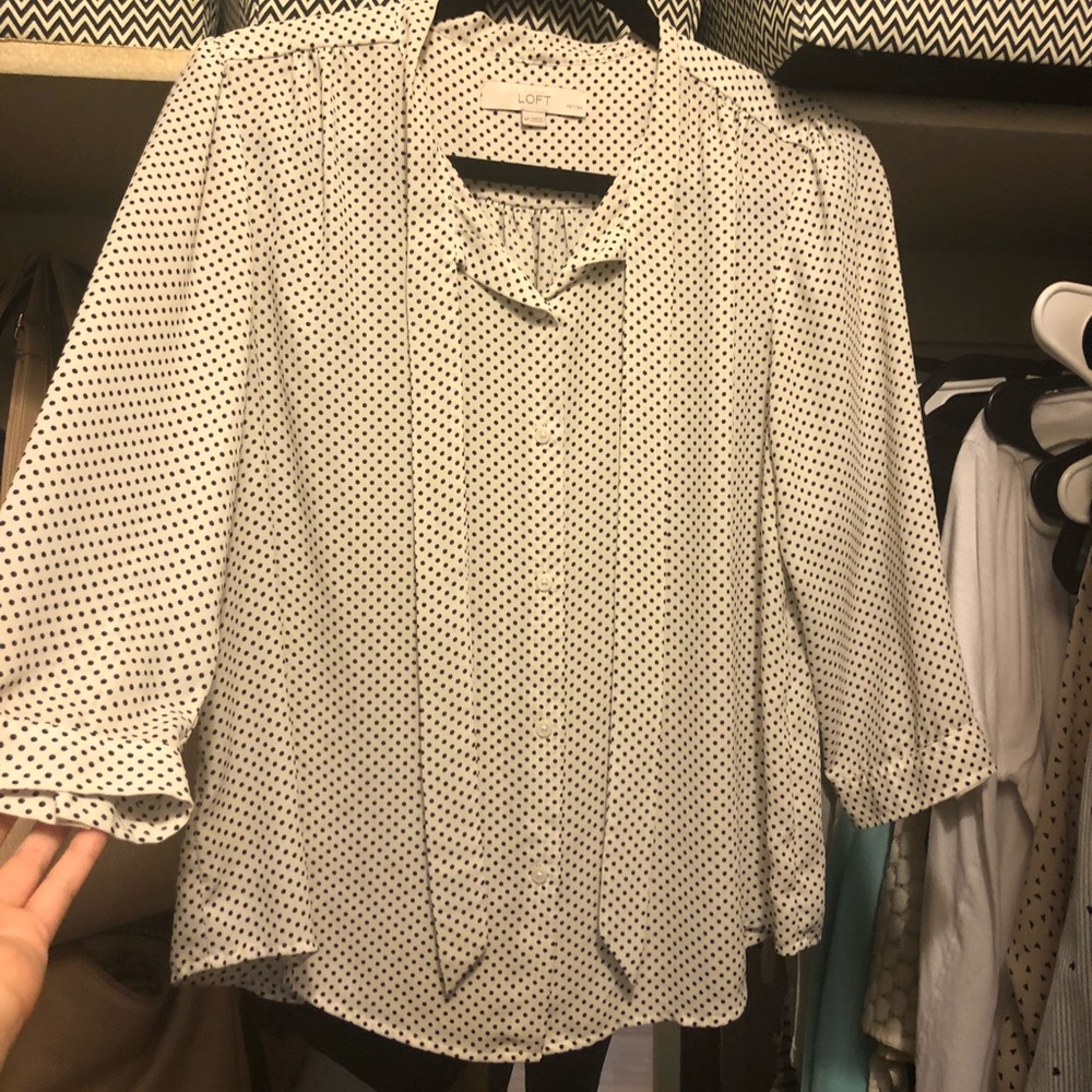 LOFT Polka Dot Work Top with Bow :)